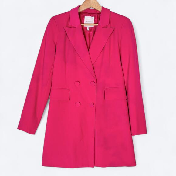 Avec Les Filles Double Breasted Longsleeve Blazer Minidress Womens S Bright Pink - Picture 1 of 10